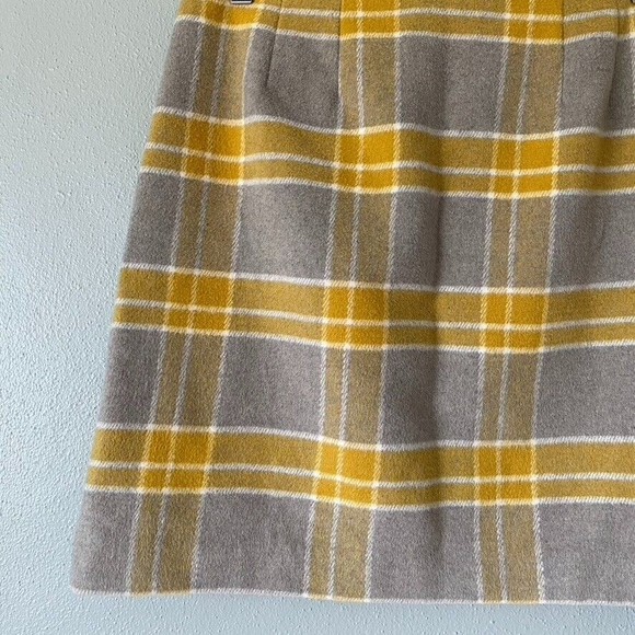 Loft Women's Yellow Gray Plaid Wool Blend Mini Fully Lined Side Zip Skirt Size 6 - Picture 6 of 11
